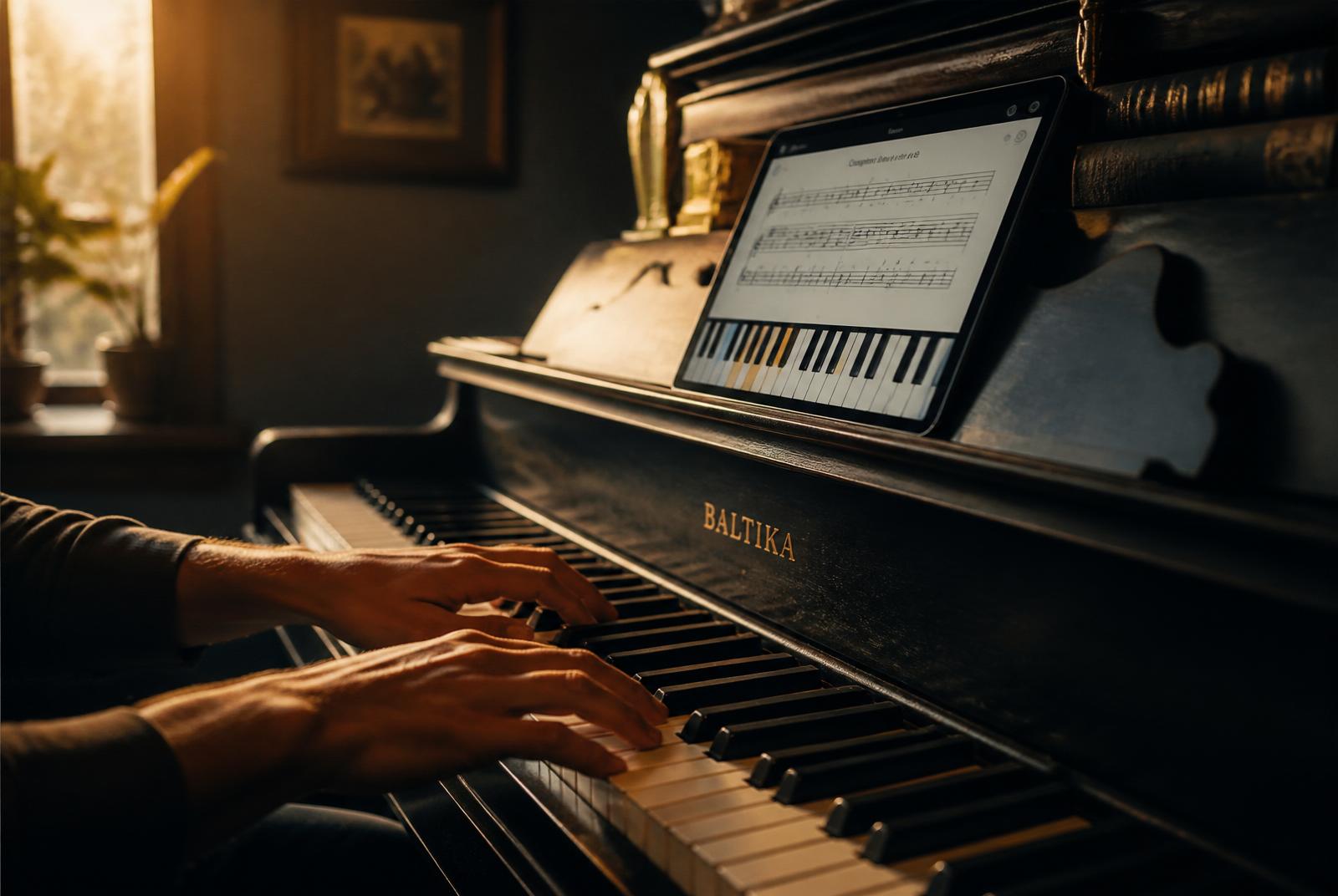 Mãos tocando piano